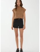 HiCCUP Pulover dama - pulover tricotat cu guler inalt - maro - tricot