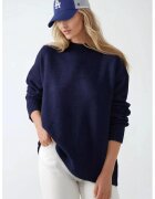 HiCCUP Pulover dama - pulover tricotat - guler rotund - tricot - Albastru marin -