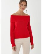 HiCCUP Pulover dama - pulover tricotat - umeri goi - rosu - tricot