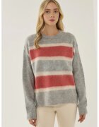 HiCCUP Pulover dama - Relaxed Fit - dungi colorate - gri - acril