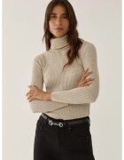 HiCCUP Pulover dama slim fit - guler inalt - natur - tricot acrilic
