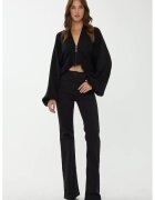 HiCCUP Pulover dama - supradimensionat cu guler cu fermoar - negru - tricot