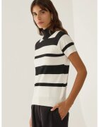 HiCCUP Pulover dama - top tricotat cu guler inalt - dungi - negru - tricot