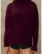 HiCCUP Pulover dama - tricot - cu guler - Rosu Burgund -