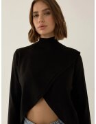 HiCCUP Pulover dama tricotat - asimetric - guler inalt - negru - acril