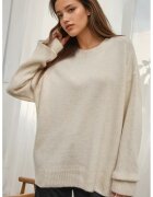 HiCCUP Pulover dama - tricotat confortabil - guler rotund - tricot - Fildes Natural -