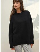 HiCCUP Pulover dama - tricotat - guler rotund - tricot - Negru -