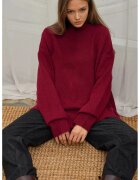 HiCCUP Pulover dama - tricotat - guler rotund - tricot - Rosu Burgund -