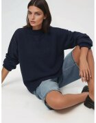 HiCCUP Pulover de dama guler rotund - confortabil - albastru - tricot