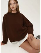 HiCCUP Pulover de dama guler rotund - confortabil - maro - tricot