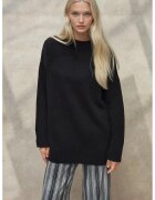 HiCCUP Pulover lung - tricotat gros - guler rotund - negru - tricot