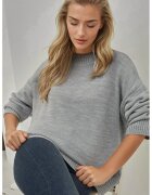 HiCCUP Pulover tricotat dama - lung - guler rotund - gri - tricot