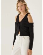 HiCCUP Pulover tricotat decupat - negru - acril - pentru femei