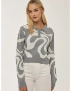 HiCCUP Pulover tricotat jacquard - guler polo - gri - acril