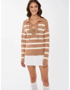 HiCCUP Pulover tricotat lejer dungi - natural - tricot