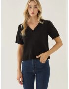 HiCCUP Pulover tricotat - maneca scurta - decolteu in V - negru - acril