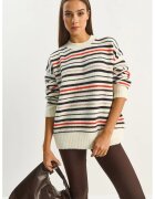 HiCCUP Pulovere dama - tricotat supradimensionat - dungi - crem natural - tricot -