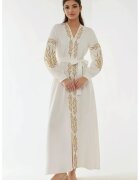 HiCCUP Rochie decolteu in V - broderie - alb - textil