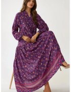 HiCCUP Rochie imprimeu - decolteu in V - violet - textil