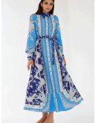 HiCCUP Rochie maneca lunga - albastra - textil