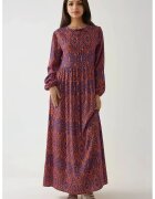 HiCCUP Rochie maxi - A-line - imprimeu delicat - portocalie - textil