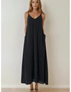 HiCCUP Rochie maxi - A-line - negru - textil