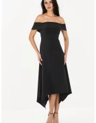 HiCCUP Rochie maxi A-line - umeri goi - negru - material de inalta calitate