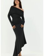 HiCCUP Rochie Maxi Bodycon - Decolteu Barcuta - Negru - Jerseu