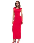 HiCCUP Rochie maxi bodycon - Decolteu rotund - Spate gol - Rosu - Elastan/Poliamida
