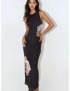 HiCCUP Rochie maxi - bodycon - imprimeu floral - negru - tul