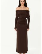 HiCCUP Rochie Maxi Bodycon - umeri goi - maro scortisoara - jerseu
