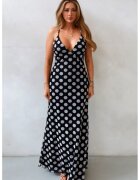 HiCCUP Rochie maxi buline - decolteu in V - neagra - textil
