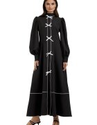 HiCCUP Rochie maxi color block - guler inalt - textil - Negru