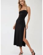 HiCCUP Rochie maxi - crapatura laterala - guler inima - negru - jerseu