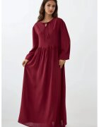 HiCCUP Rochie maxi - croiala in A - guler rotund - rosu - textil
