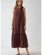 HiCCUP Rochie maxi - croiala in forma de A - fara maneci - maro - bumbac