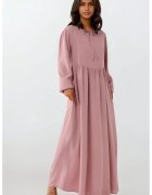 HiCCUP Rochie maxi - croiala in forma de A - guler rotund - roz - textil