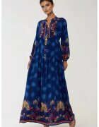 HiCCUP Rochie maxi - cu imprimeu - albastra - viscoza