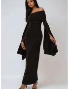 HiCCUP Rochie maxi - cu umeri goi - neagra - poliester - Negru