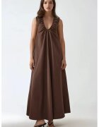 HiCCUP Rochie maxi - decolteu in U - maro - textil
