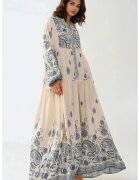 HiCCUP Rochie maxi - decolteu in V - albastra - material textil