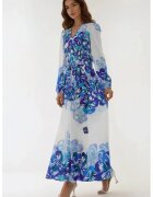 HiCCUP Rochie maxi - decolteu in V - albastru - textil