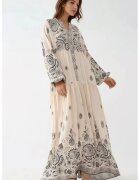 HiCCUP Rochie maxi - decolteu in V - detalii cu nasturi - gri - textil