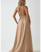 HiCCUP Rochie maxi - decolteu in V - textil - bej