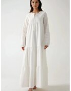 HiCCUP Rochie maxi - decolteu rotund - texturata - alb - textil