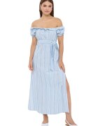HiCCUP Rochie maxi - Dungi - Albastru - Bumbac/Poliester