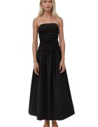 HiCCUP Rochie maxi - fara bretele - detaliu volan - neagra - textil
