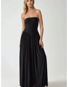 HiCCUP Rochie maxi fara bretele - neagra - jerseu - cu buzunare ascunse