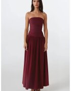 HiCCUP Rochie maxi fara bretele - volan - rosu - textil