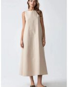 HiCCUP Rochie maxi - forma de A - bej - fara maneci - decolteu rotund - textil